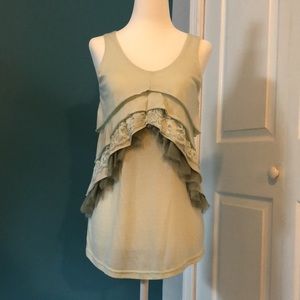 Ya Mint Green Ruffle Sleeveless Top